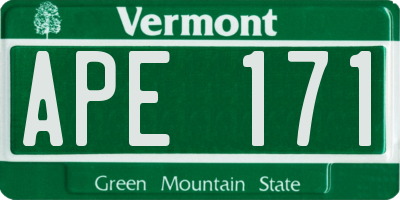 VT license plate APE171