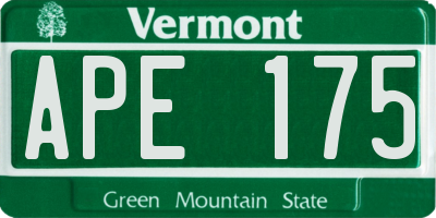 VT license plate APE175