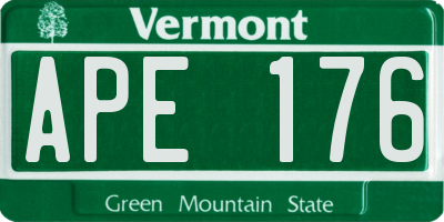 VT license plate APE176