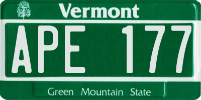VT license plate APE177