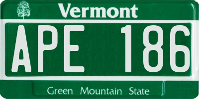 VT license plate APE186