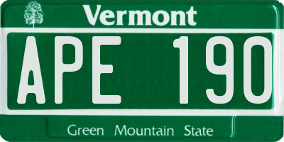 VT license plate APE190