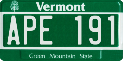 VT license plate APE191