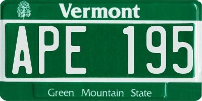 VT license plate APE195
