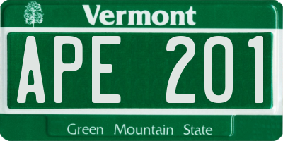 VT license plate APE201