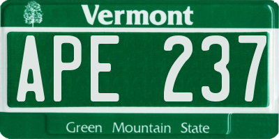 VT license plate APE237
