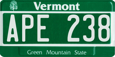 VT license plate APE238