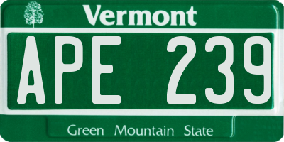 VT license plate APE239