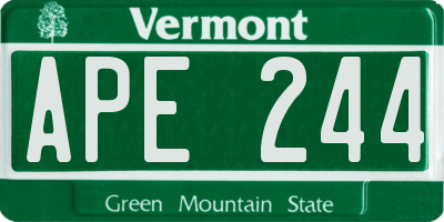 VT license plate APE244