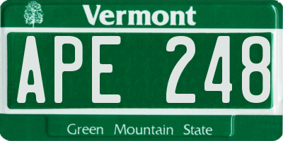 VT license plate APE248