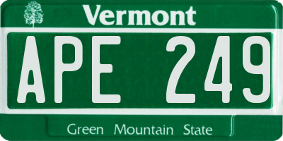 VT license plate APE249