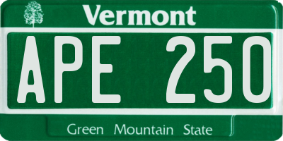 VT license plate APE250