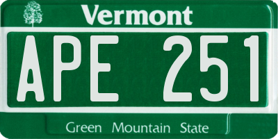 VT license plate APE251