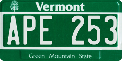 VT license plate APE253