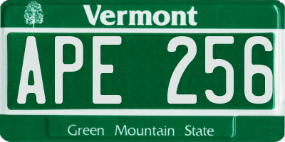 VT license plate APE256