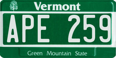 VT license plate APE259