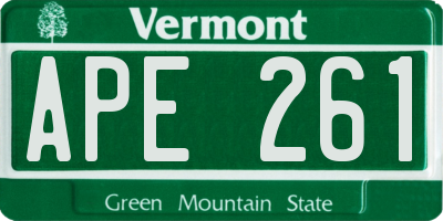 VT license plate APE261
