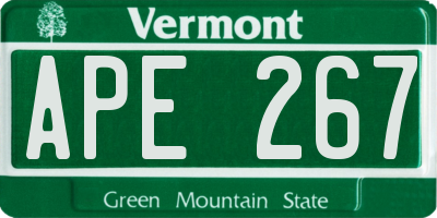 VT license plate APE267