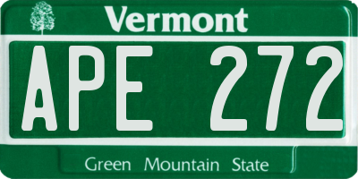 VT license plate APE272