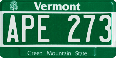 VT license plate APE273