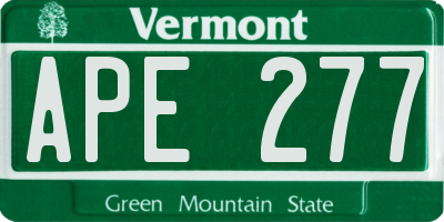 VT license plate APE277