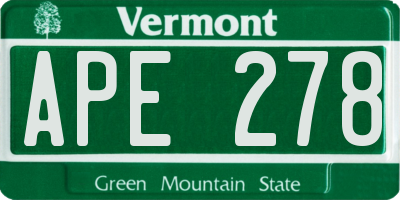 VT license plate APE278