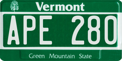 VT license plate APE280