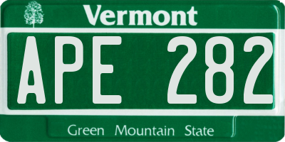VT license plate APE282