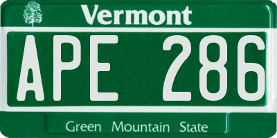 VT license plate APE286