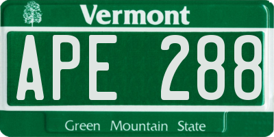 VT license plate APE288