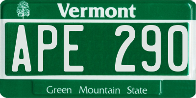 VT license plate APE290