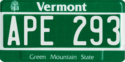 VT license plate APE293