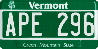 VT license plate APE296