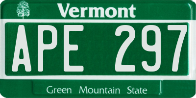 VT license plate APE297
