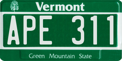 VT license plate APE311