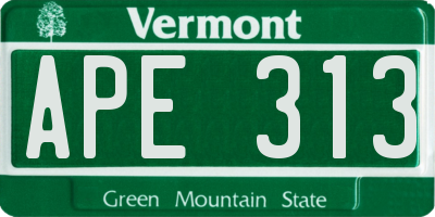 VT license plate APE313