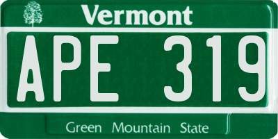 VT license plate APE319