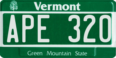 VT license plate APE320