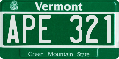 VT license plate APE321