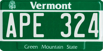 VT license plate APE324