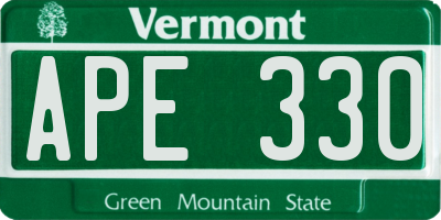VT license plate APE330