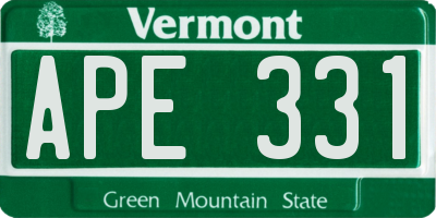 VT license plate APE331