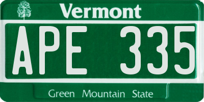 VT license plate APE335