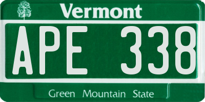 VT license plate APE338