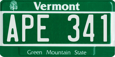 VT license plate APE341