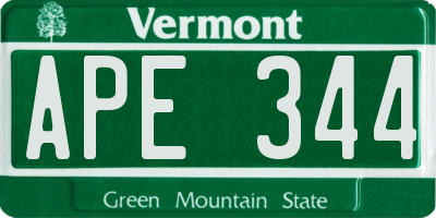 VT license plate APE344
