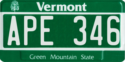 VT license plate APE346