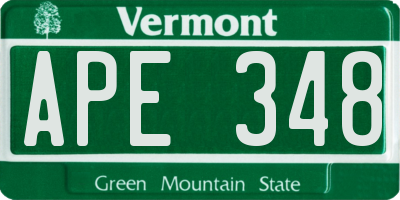 VT license plate APE348