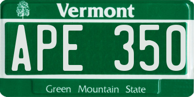 VT license plate APE350