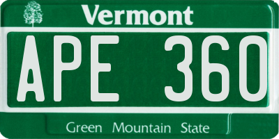 VT license plate APE360